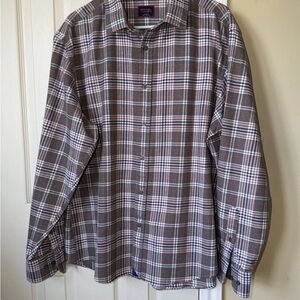 UNTUCKit Men's Brown and White Checkered Shirt